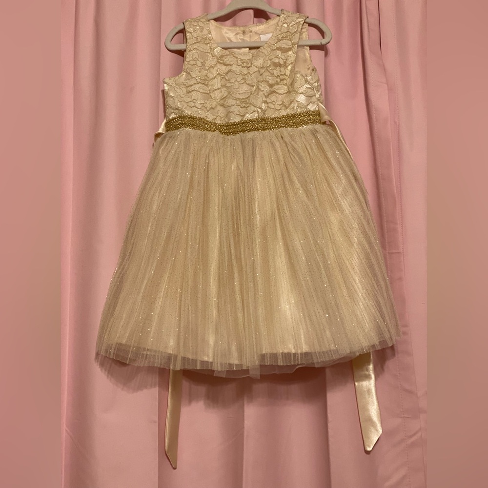 4T Nannette Gold & Cream Party Dress